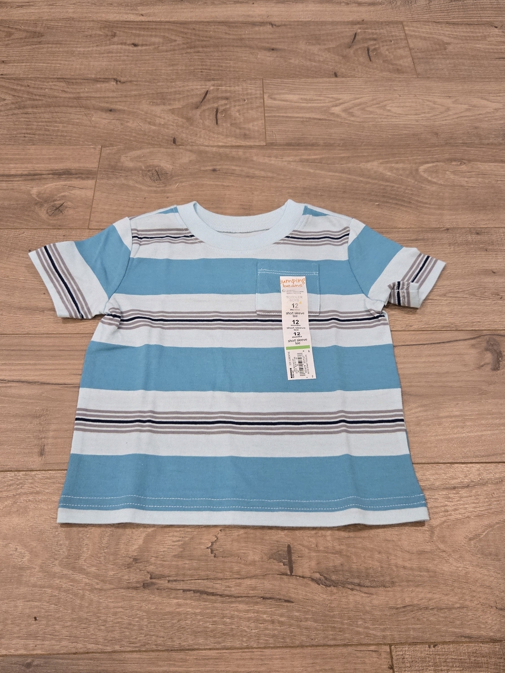 NWT Jumping Beans Baby Boy Nautical Striped Pocket Tee - Size 12M